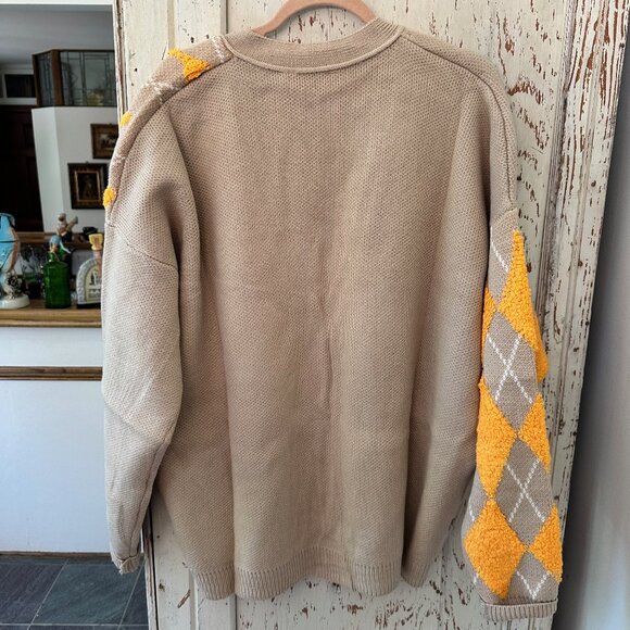 DAVI & DANI ARGYLE "DAD" OVERSIZED CARDIGAN SWEATER - Picture 7 of 7